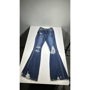 Flying Monkey Jeans Womens 26 Flare Distressed High Rise Stretch Denim Trendy
